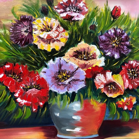 New Flowers Oil Panting Size 20x16 inches by me 2021